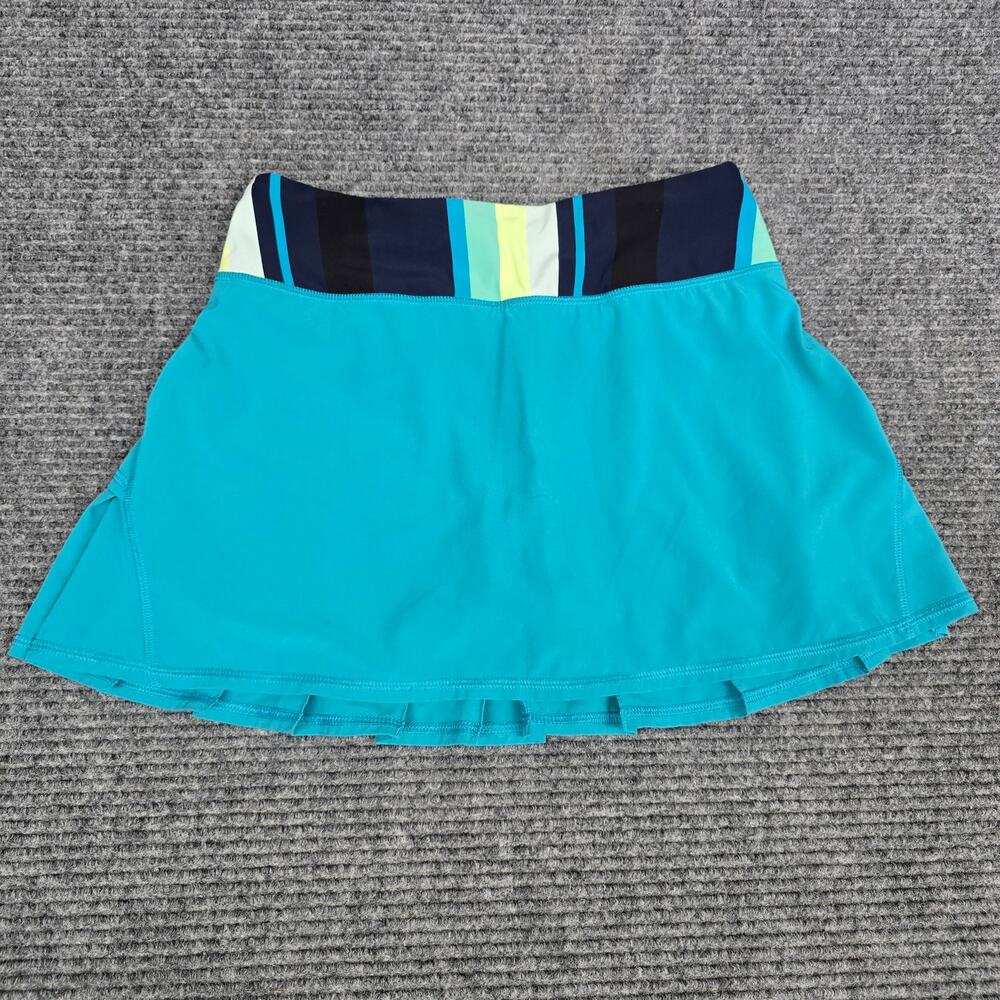 Lululemon Run Pace Setter Skirt Womens 2 Surge Blue Assorted Stripe Skort